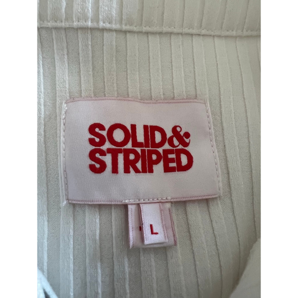 NWOT SOLID & STRIPED White Ribbed Zip Mini Dress L - Picture 2 of 4